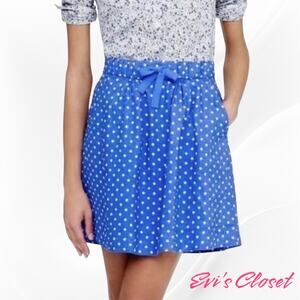 J. Crew Women's Blue White Polkadot Mini Skirt Fully Lined 2 Pockets Size 0